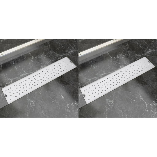 vidaXL Avlång golvbrunn 2 st bubblor rostfritt stål 530x140 mm