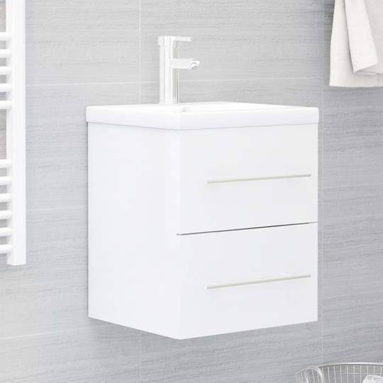 vidaXL Tvättställsskåp vit högglans 41x38,5x48 cm spånskiva