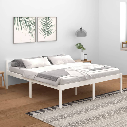 vidaXL Sängram vit massiv furu 180x200 cm 6FT