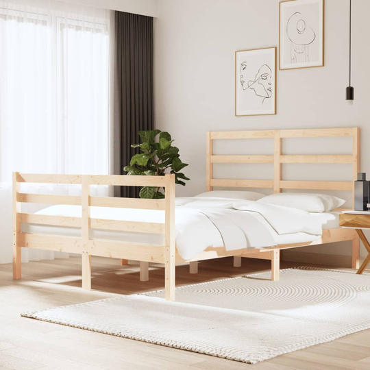 vidaXL Sängram massivt trä 120x190 cm