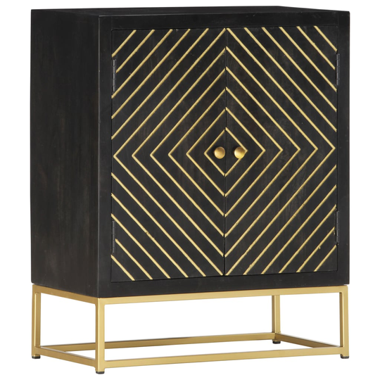 vidaXL Skänk svart och guld 60x30x75 cm massivt mangoträ