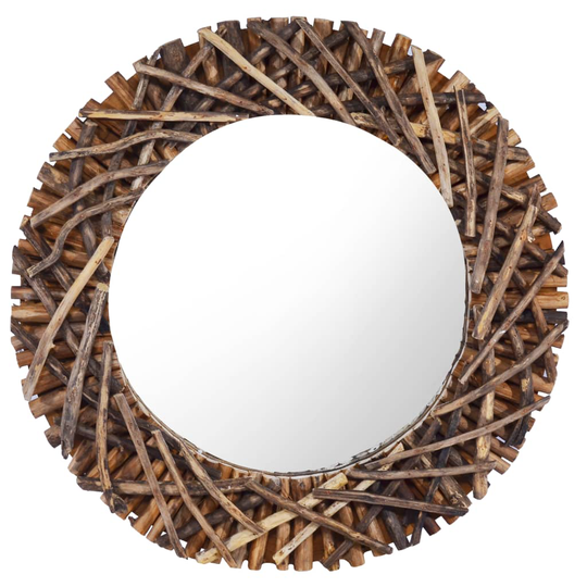 vidaXL Väggspegel rund 60 cm teak