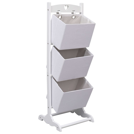 vidaXL Förvaringshylla med 3 korgar vit 35x35x102 cm trä