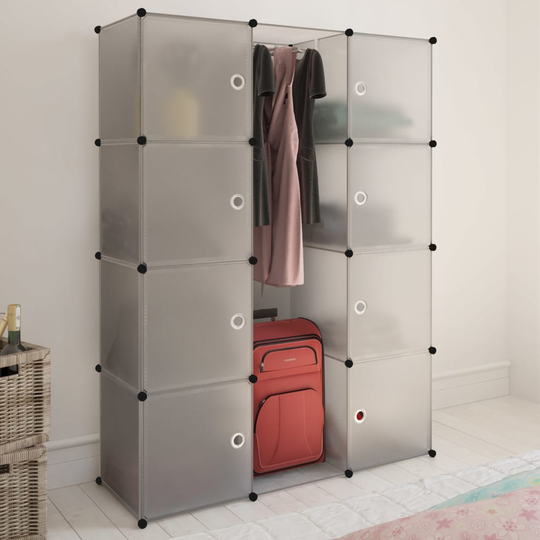 vidaXL Modulär garderob 9 fack 37 x 115 x 150 cm vit