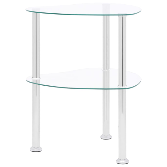 vidaXL Sidobord med 2 hyllplan genomskinligt 38x38x50 cm härdat glas