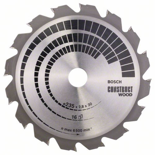 Bosch Accessories Construct Wood 2608640636 Hårdmetall cirkelsågklinga 235 x 30 x 2.8 mm Antal tänder (per tum): 16 1 st