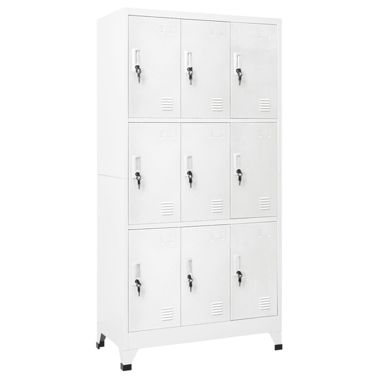vidaXL Klädskåp för omklädningsrum med 9 fack stål 90x45x180 cm grå