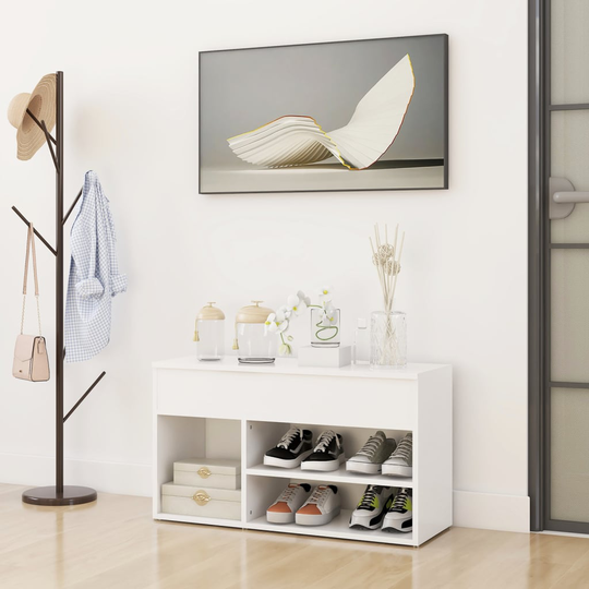 vidaXL Skobänk vit 80x30x45 cm spånskiva