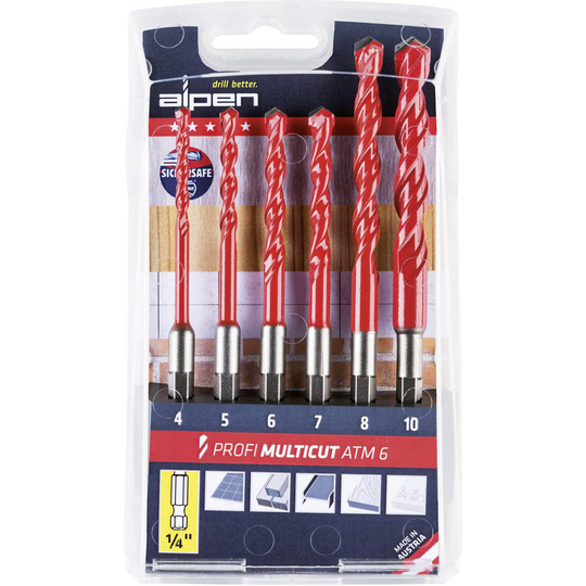 Hårdmetall Multiborrset 6 delar Alpen MultiCut 0000100802100 1/4 1 st
