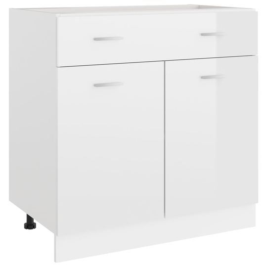 vidaXL Underskåp med låda vit högglans 80x46x81,5 cm spånskiva