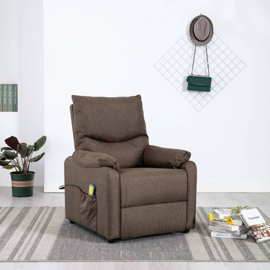 vidaXL Elektrisk massagefåtölj brun tyg
