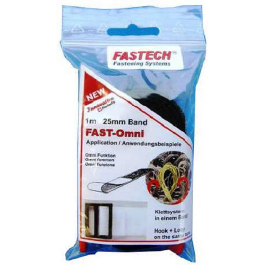 Kardborreband för att sy fast Statisk del och fleecedel (L x B) 1000 mm x 25 mm Svart FASTECH® 671-330-Bag 1 m