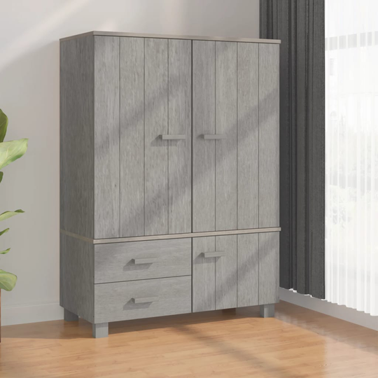vidaXL Garderob ljusgrå 99x45x137 cm massiv furu