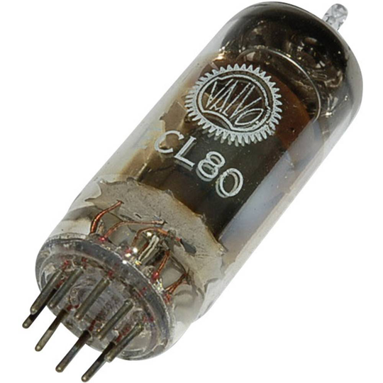 ECL 80 Elektronrör Triod-pentod 100 V, 20 V 8 mA, 2 mA Antal poler: 9 Lampsockel: Noval Innehåll 1 st