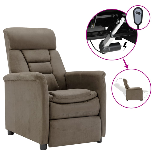 vidaXL Elektrisk reclinerfåtölj taupe konstmocka