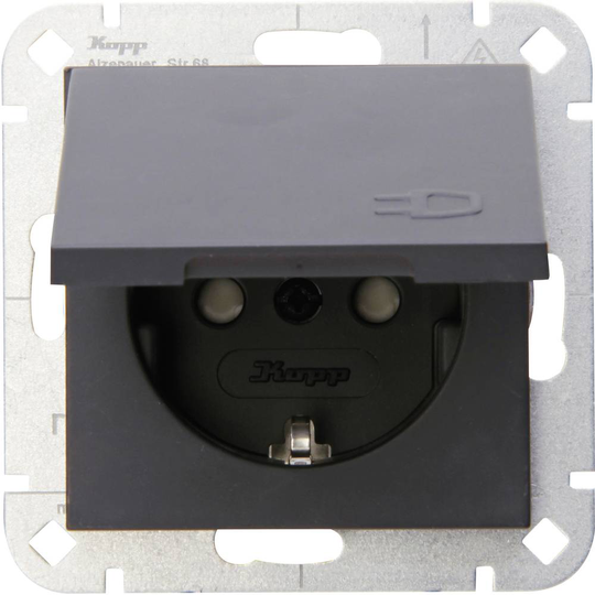 Kopp 1x Insats Vägguttag lock HK 07 Antracit 940115001