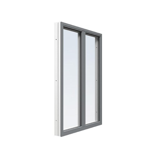 Energi Aluminium Fast fönster med mittpost 16, 8, Askgrå