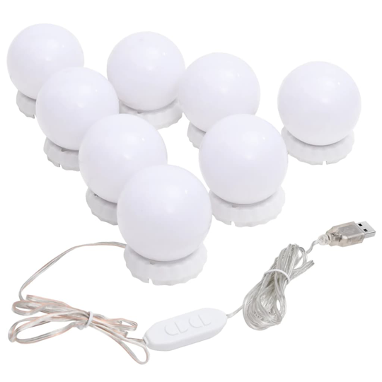 vidaXL Spegelbelysning med 8 LED-lampor varmvit och kallvit