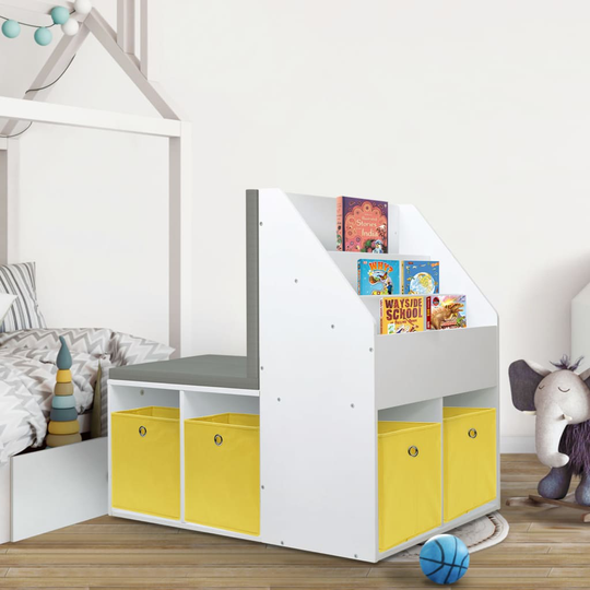 vidaXL Barnhylla med bänk vit 60x78x78 cm MDF