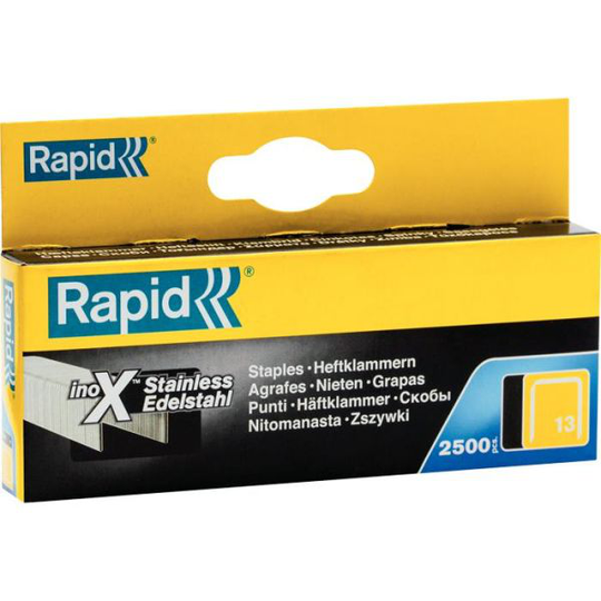 Rapid Nr 13 Fintrådsklammer Rostfritt stål 2500-pack 6 mm