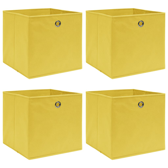 vidaXL Förvaringslådor 4 st gul 32x32x32 cm tyg