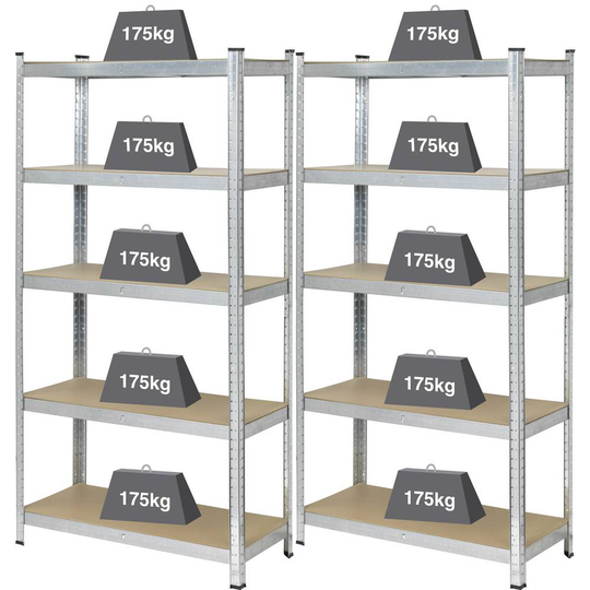 TOOLCRAFT 1897698x2 Lagerhylla 175 kg (B x H x D) 90 x 180 x 40 cm Metall, MDF Förzinkat, Silver Trägolv