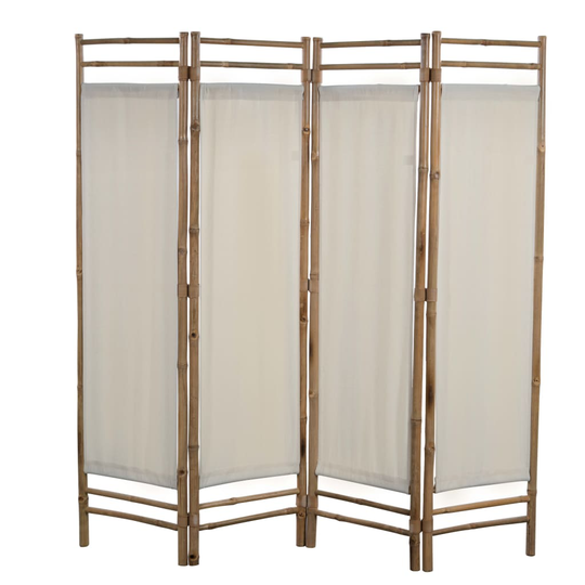 vidaXL Rumsavdelare 4 paneler hopfällbar bambu och kanvas 160 cm