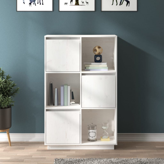 vidaXL Vitrinskåp vit 74x35x117 cm massiv furu