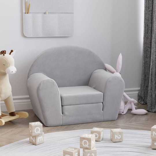 vidaXL Barnsoffa ljusgrå mjuk plysch