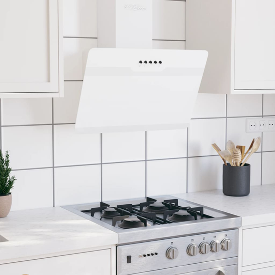 vidaXL Köksfläkt 60 cm stål och härdat glas vit
