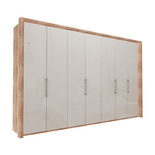 Garderob Atlanta - Ljus rustik ek 350 cm, 216 cm, Med ram