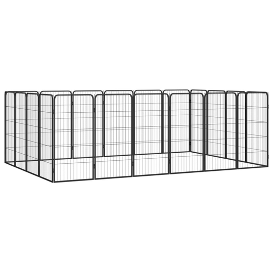 vidaXL Hundbur 20-paneler svart 50x100 cm pulverlackerat stål