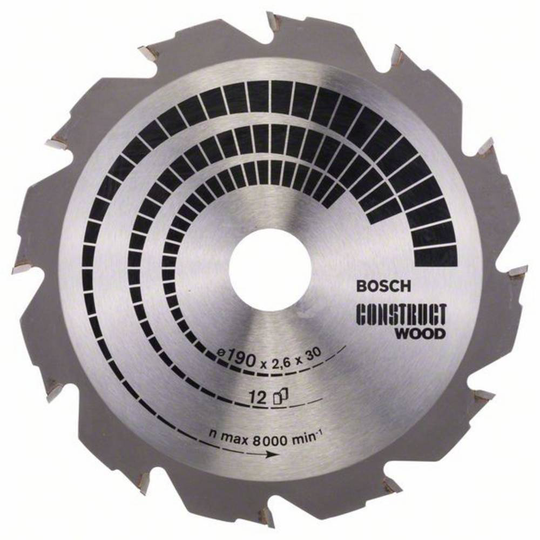 Bosch Accessories Construct Wood 2608640633 Hårdmetall cirkelsågklinga 190 x 30 x 2.6 mm Antal tänder (per tum): 12 1 st