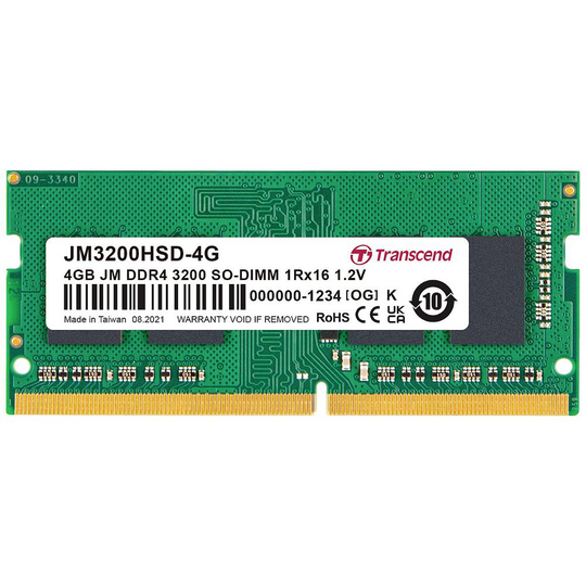 Transcend JM3200HSD-4G Internminne Laptop Modul 4 GB 1 x 4 GB DDR4 3200 MHz CL22