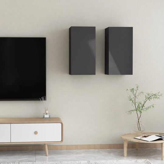 vidaXL TV-skåp 2 st vit högglans 30,5x30x60 cm spånskiva