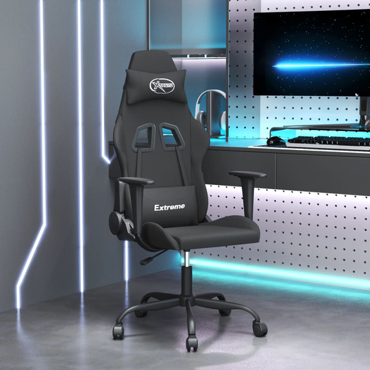 vidaXL Gamingstol med massage svart tyg