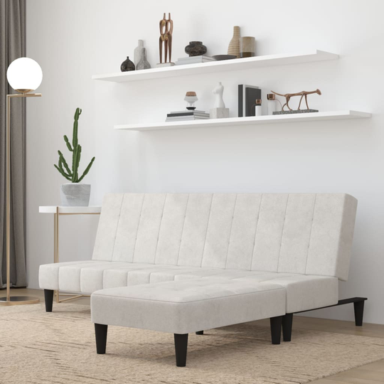 vidaXL Bäddsoffa med pall 2-sits ljusgrå mikrofibertyg