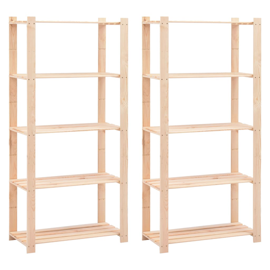 vidaXL Förvaringshylla 5 hyllor 2 st 80x38x170 cm massiv furu 250 kg