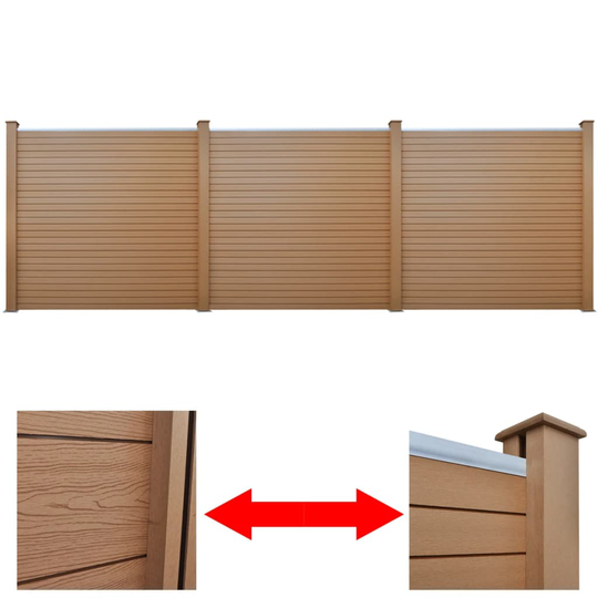 vidaXL Staketpanel trädgård 3 st WPC 538 cm brun