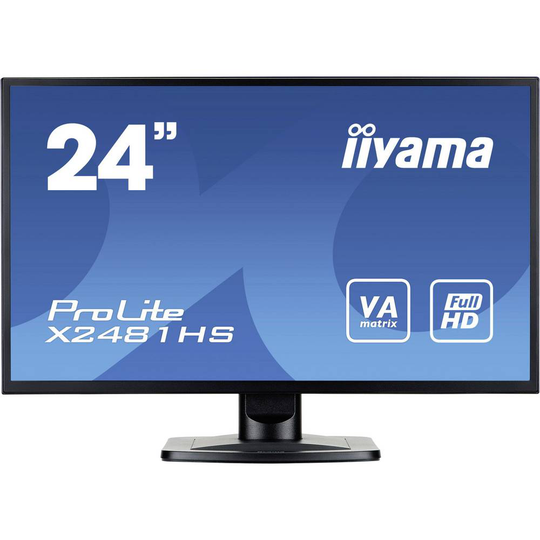 Iiyama ProLite X2481HS-B1 LED-skärm 59.9 cm (23.6 tum) 1920 x 1080 pixel Full HD 6 ms VGA, DVI, HDMI VA LED