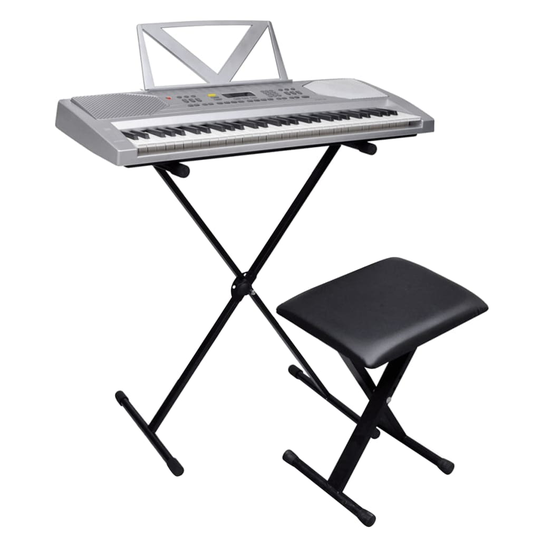 Elektroniskt keyboard, 61 tangenter, inkl. justerbart stativ och pall