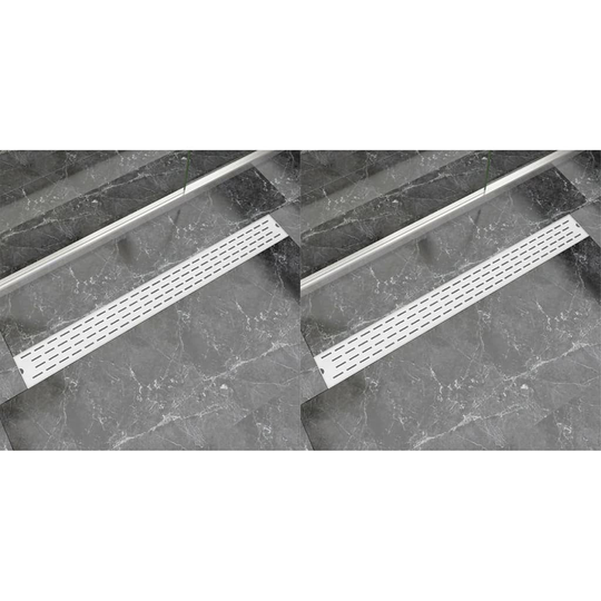 vidaXL Avlång golvbrunn 2 st rak rostfritt stål 1030x140 mm