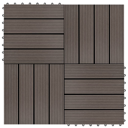 vidaXL Trall 22 st 30x30 cm 2 kvm WPC mörkbrun