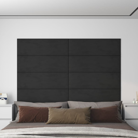 vidaXL Väggpaneler 12 st svart 90x30 cm sammet 3,24 m²