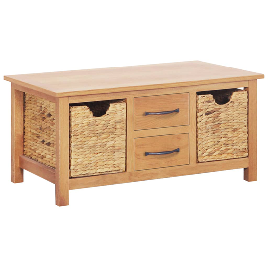 vidaXL Skänk 88x53x43 cm massivt ekträ och vattenhyacint