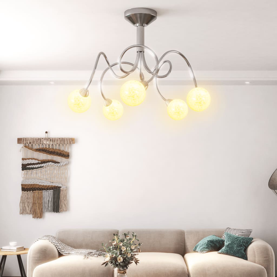 vidaXL Taklampa med runda lampskärmar för 5 G9 LED-lampor