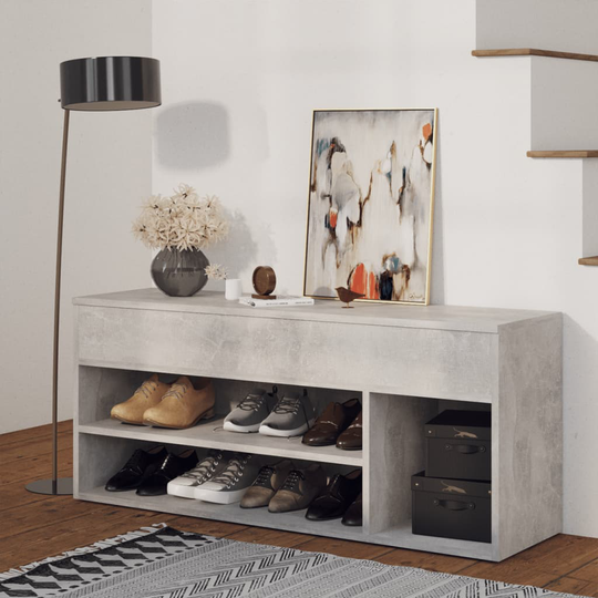 vidaXL Skobänk betonggrå 105x30x45 cm spånskiva