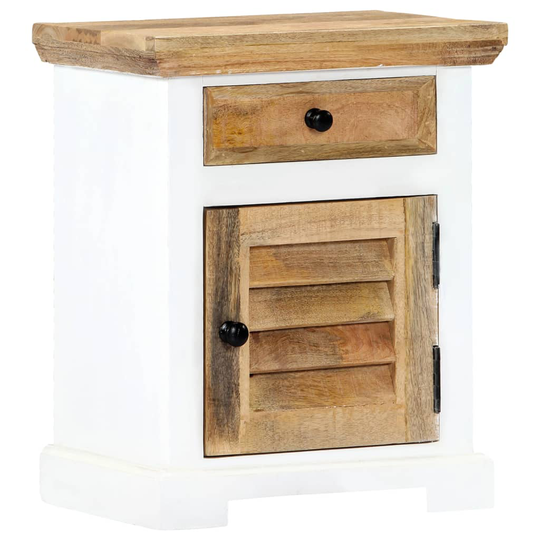 vidaXL Sängbord vit och brun 40x30x50 cm massivt grovt mangoträ