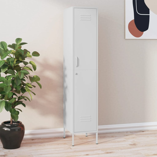 vidaXL Förvaringsskåp vit 35x46x180 cm stål