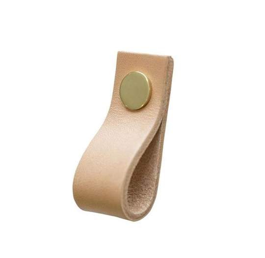 Linfalk Loop läder Längd 65mm natur-mässing 0155L-2101